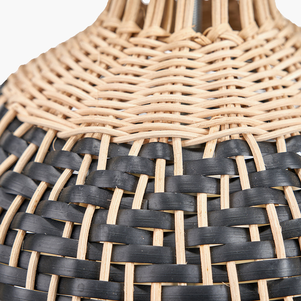 Rowan Natural Rattan Black & White Woven Table Lamp